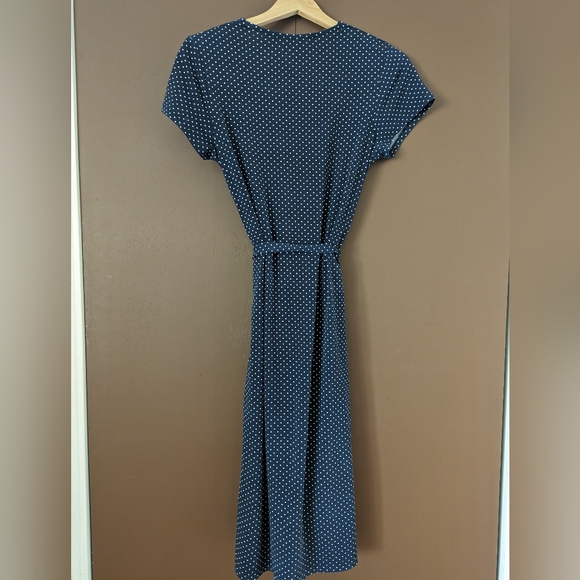 SIMONS - Navy polka dot wrap dress - Picture 2 of 4